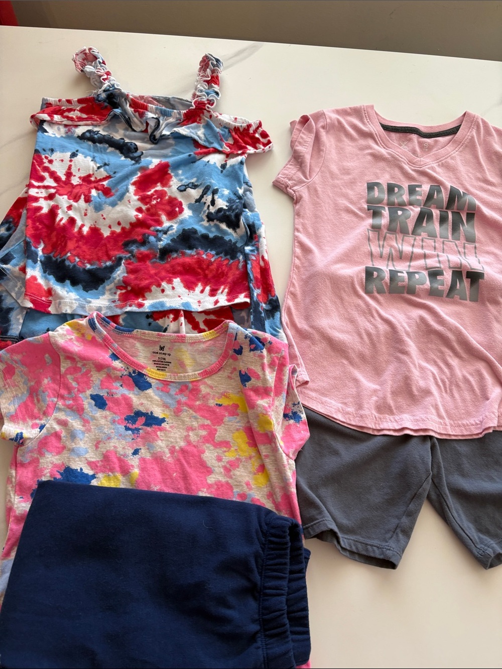 The Children's Place Bundle sz M Red Blue Tie-Dye Top/Skort etc…